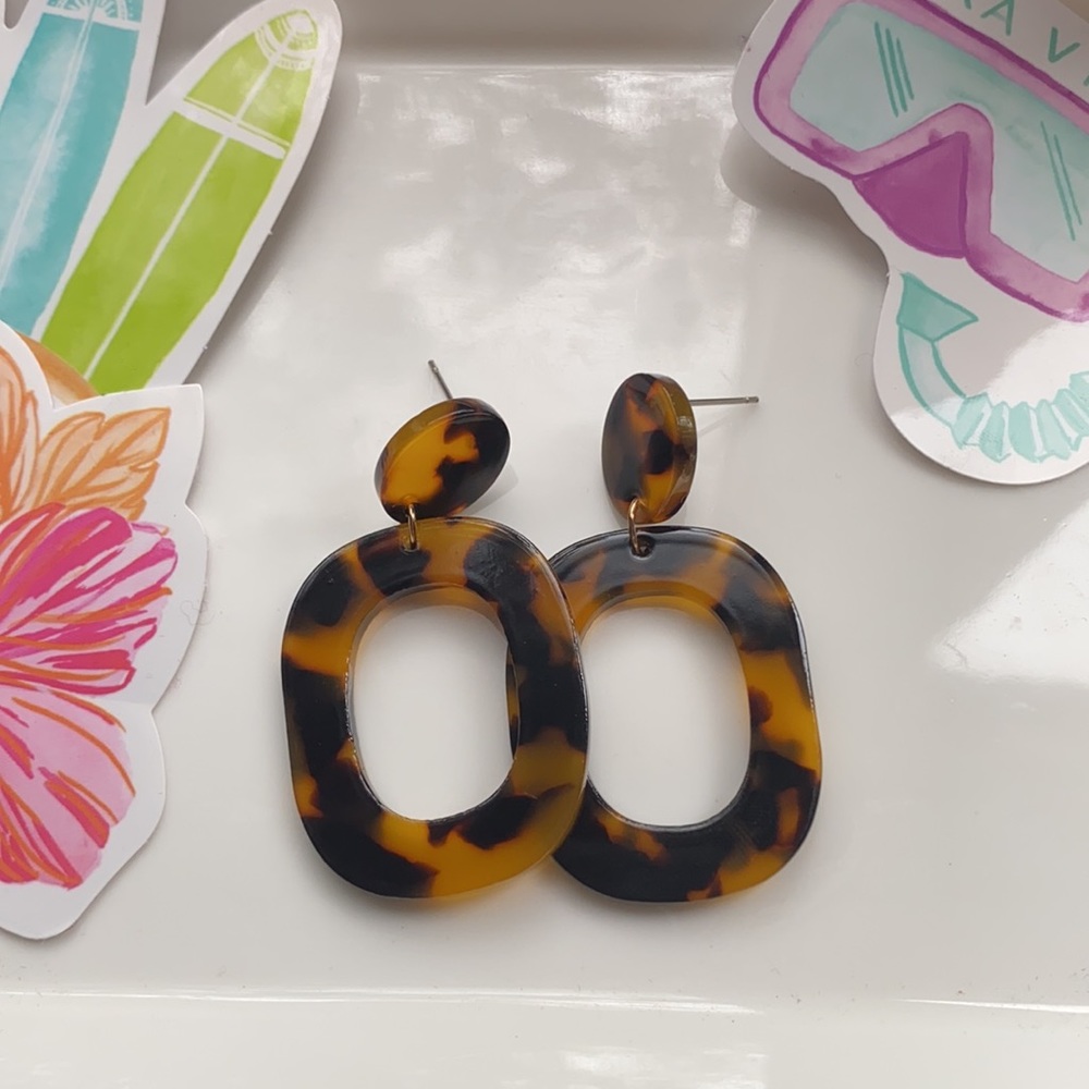 ✨HP✨Tortoise Shell Square Drop Earrings - Picture 4 of 6